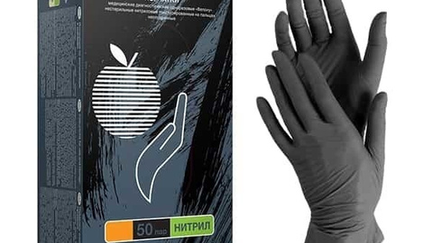 Перчатки нитриловые текстурированные на пальцах, чёрные BENOVY, XS 50 пар